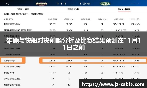 雄鹿与快船对决前瞻分析及比赛结果预测在11月11日之前